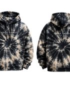 Tie Dye Pullover Hoodie Black Grey and Beige Radial Design | B2B Low MOQ