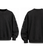 Personalize Acid Wash Rhinestone Sleeve Crewneck Sweatshirt B2B