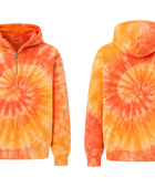 Tie Dye Half Zip Hoodie Orange Yellow and White Spiral Design | B2B Low MOQ