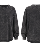 Custom Crewneck Sweatshirt Black Acid Wash B2B