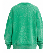 B2B  Crewneck Sweatshirt Green Acid Wash Low MOQ Manufacturer