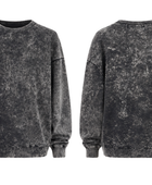 Wholesale Crewneck Sweatshirt Black Acid Wash Oversized