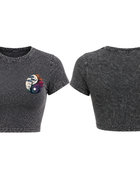 Personalize Crop T-Shirt Women’s Charcoal DTF Acid Wash B2B