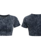 B2B Crop T-Shirt Women’s Washed Black Acid Wash Low MOQ Manufacturer