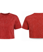 Personalize Crop T-Shirt Women’s Red Acid Wash B2B