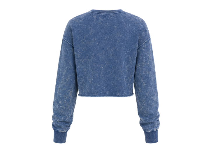 Personalize Cropped Sweatshirt Women’s Blue Acid Wash DTF B2B