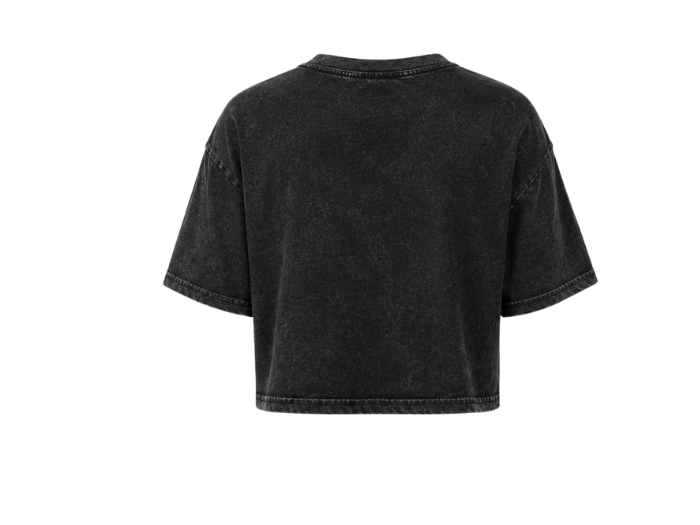 Custom Crop T-Shirt Women’s Black Acid Wash DTF B2B