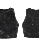 B2B Sleeveless Crop Tank Women’s Washed Black Acid Wash