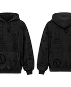 B2B Pullover Hoodie Black Tonal Graphic Acid Wash Low MOQ Manufacturer