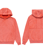 Panel Back Hoodie Orange Washed B2B Low MOQ Manufacturer