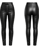 Women’s Lambskin Leather Lace Up Pants Black | B2B Low MOQ
