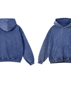 Custom Oversized Pullover Hoodie Blue Acid Wash B2B Low MOQ Manufacturer