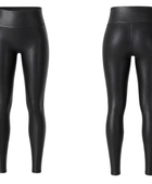 Women’s Faux Leather Leggings Black with High Rise Waist | B2B Low MOQ