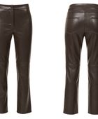 Women’s Faux Leather Slim Leg Pants Dark Brown | B2B Low MOQ