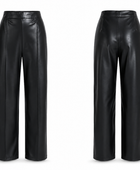 Women’s Petite Faux Leather Straight Leg Pants Black | B2B Low MOQ