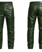 Men’s Lambskin Leather Cargo Pants Green with Distressed Finish | B2B Low MOQ