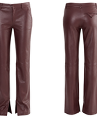 Women’s Leather Straight Leg Pants Burgundy | B2B Low M