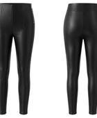 Women’s Faux Leather Leggings Black with Wide Waistband | B2B Low MOQ