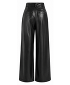 Women’s Faux Leather High Waist Wide Leg Pants Black | B2B Low MOQ