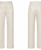 Women’s Faux Leather Straight Leg Pants Ecru with Textured Finish | B2B Low MOQ