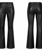 Women’s Faux Leather Kick Flare Pants Black | B2B Low MOQ