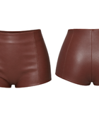 Women’s Faux Leather High Waist Mini Shorts Brown | B2B Low MOQ