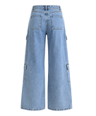 B2B Wide-Leg Cargo Pants Light Blue Denim Acid Wash Low MOQ Manufacturer