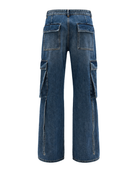 Dark Blue Denim Acid Wash Wide-Leg Cargo Pants B2B