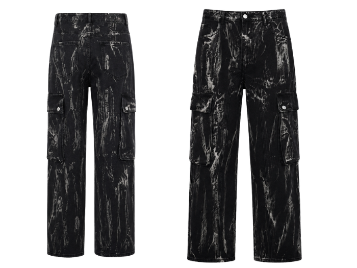 Custom Black White Acid Wash Cargo Pants B2B Low MOQ Manufacturer