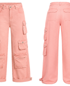 Multi-Pocket Cargo Pants Women’s Pink Acid Wash B2B Low MOQ Manufacturer