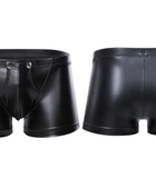 Men’s Leather Boxer Shorts Black with Button Front | B2B Low MOQ