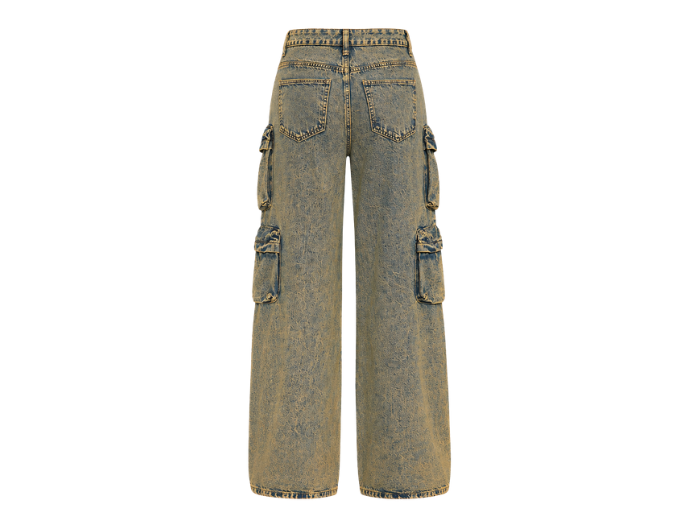 Custom Cargo Pants Tan Blue Acid Wash B2B Low MOQ Manufacturer