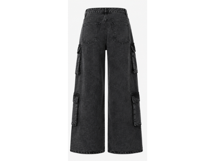 B2B Wide-Leg Cargo Pants Charcoal Black Acid Wash Custom Low MOQ Manufacturer