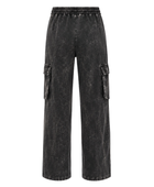 Customize Cargo Pants Black Acid Wash Drawstring B2B Low MOQ Manufacturer