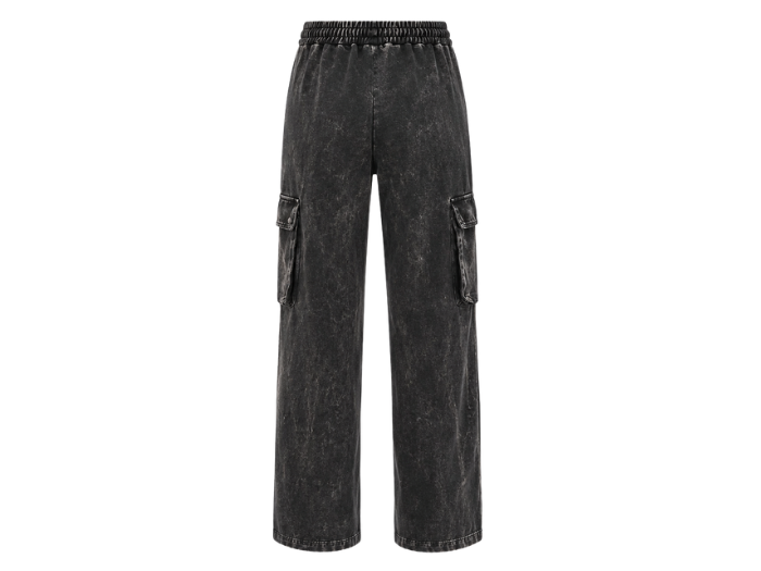 Customize Cargo Pants Black Acid Wash Drawstring B2B Low MOQ Manufacturer