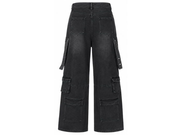 Custom Acid Wash Multi-Pocket Wide-Leg Cargo Pants B2B Low MOQ Manufacturer