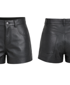 Women’s Leather Tailored Shorts Black with Back Patch Pockets | B2B Low MOQ