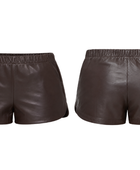 Women’s Faux Leather Wide Leg Shorts Dark Brown | B2B Low MOQ