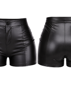 Women’s PU Leather Ruched High Waist Shorts Black | B2B Low MOQ