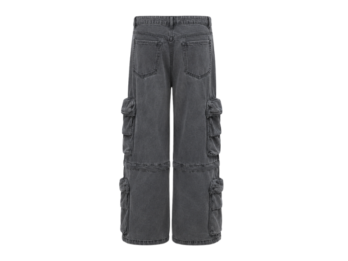 B2B Multi-Pocket Acid Wash Cargo Pants Charcoal Grey Low MOQ Manufacturer