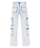 B2B Light Blue Acid Wash Denim Cargo Pants Low MOQ Manufacturer
