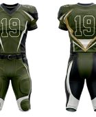 Wholesale Dark Olive American Football Uniform Set – Polyester Jersey & Pants