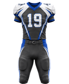 Wholesale Black and Royal Blue American Football Uniform Set – Polyester