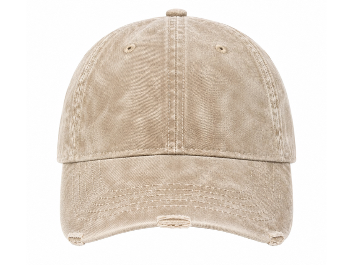 Custom Stone Beige Acid Wash Cap B2B front design preview