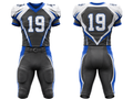 Wholesale Black and Royal Blue American Football Uniform Set – Polyester