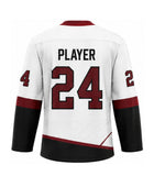 Custom Home Away Ice Hockey Jersey – White Burgundy Black Sublimated Team Jersey for Wholesale Orders