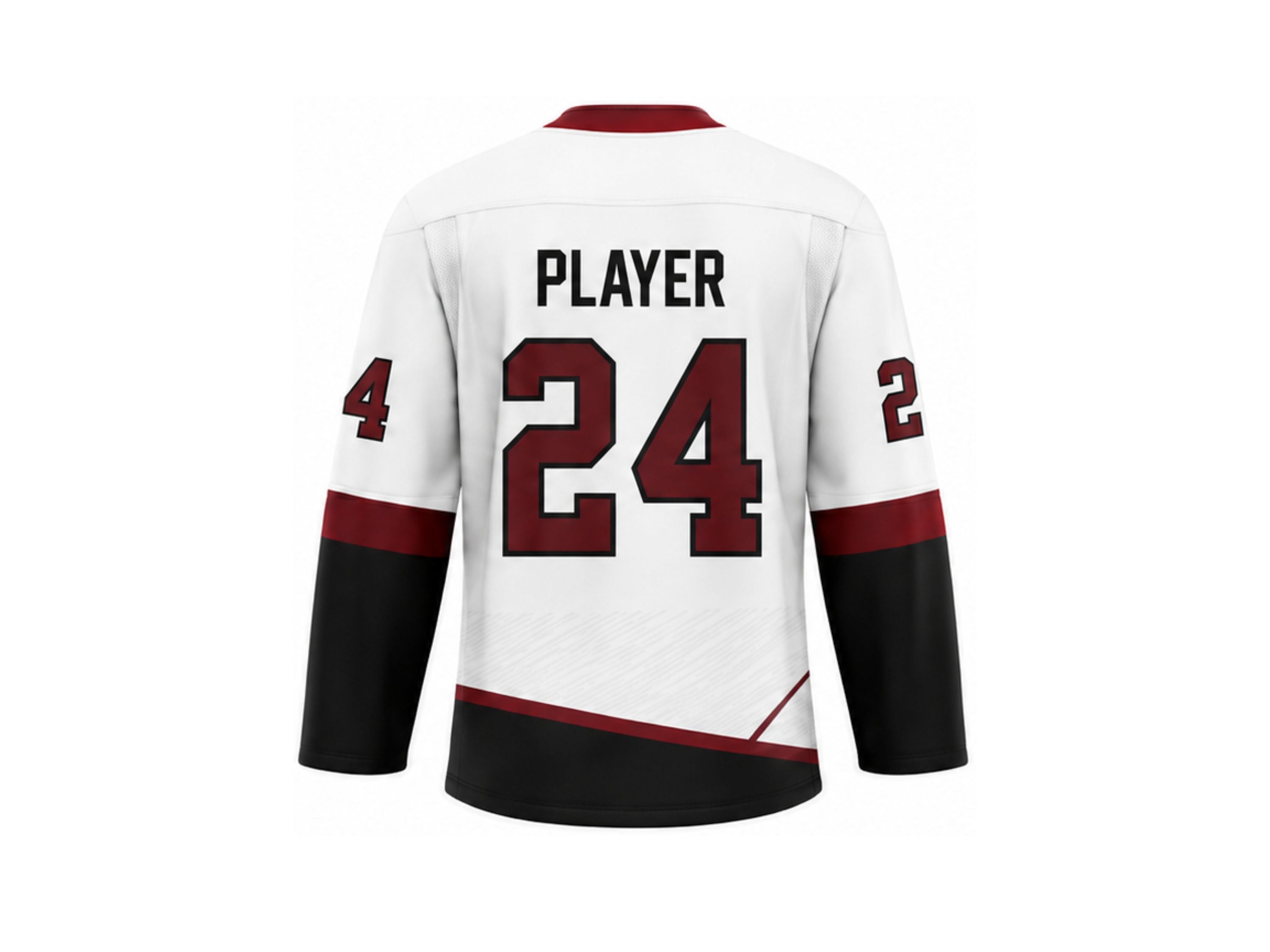 Custom Home Away Ice Hockey Jersey – White Burgundy Black Sublimated Team Jersey for Wholesale Orders