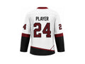 Custom Home Away Ice Hockey Jersey – White Burgundy Black Sublimated Team Jersey for Wholesale Orders