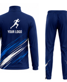 Track and Field Warm-Up Tracksuit Set – Navy Blue with White Streak Graphics for Wholesale Teams