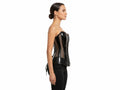 Black PVC Mesh Overbust Corset Wholesale | Semi Sheer Gothic Bustier Manufacturer